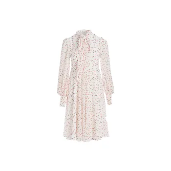 Marie Elie Long Sleeved Dresses Women's White Base Pattern