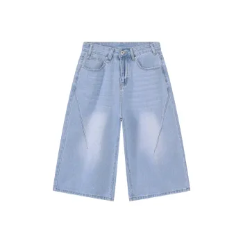 Voguo Relay Denim Shorts Unisex Vintage Blue