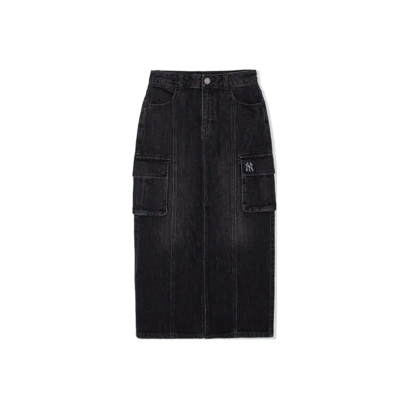 MLB New York Yankees Denim Long Skirts Women's Black-0