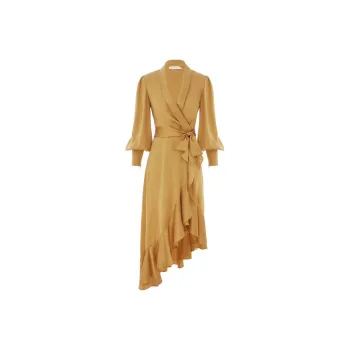 Zimmermann Ruffled V-Neck Wrap Dress