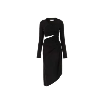 OFF-WHITE Ruched Long-Sleeved Dress