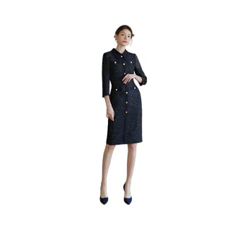 ROEYSHOUSE Long Sleeved Dresses Women's Dark Blue