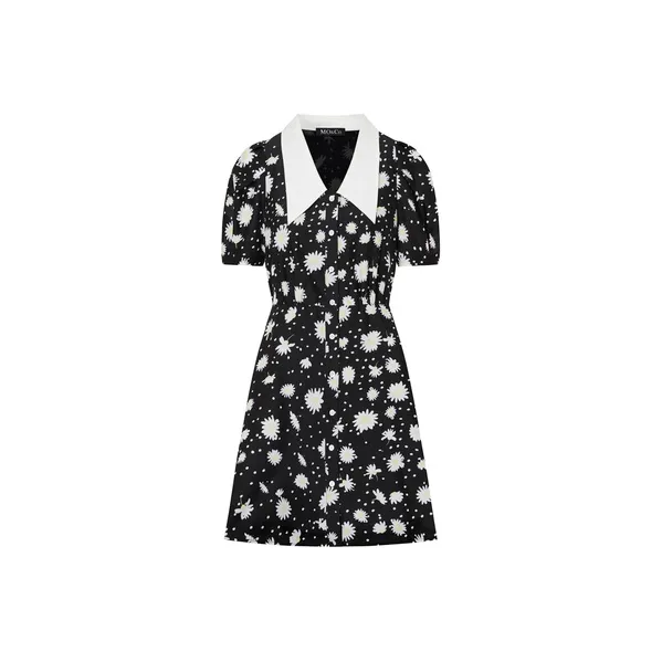 MO&CO Long Sleeved Dresses Women's Black With White Multicolor-0