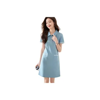 Mo Han Yi Mei Short Sleeved Dress Women's Blue