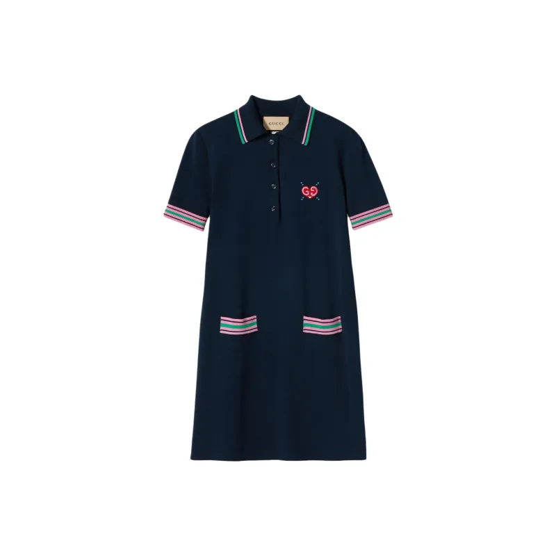 GUCCI SS24 Short Sleeved Dress Women's Marine Blue-0