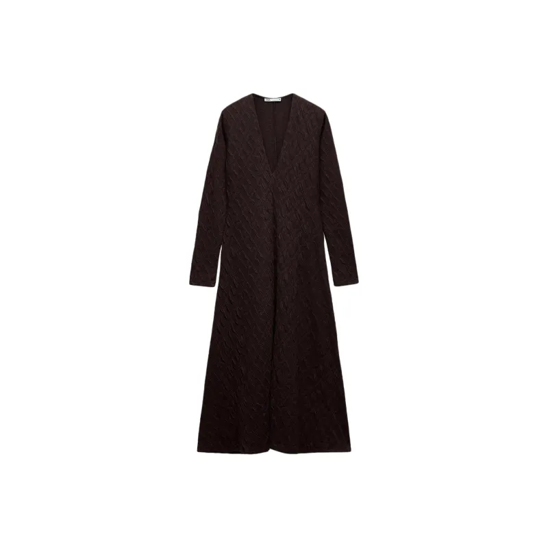 ZARA Long-Sleeved Dresses Women's Chocolate-0