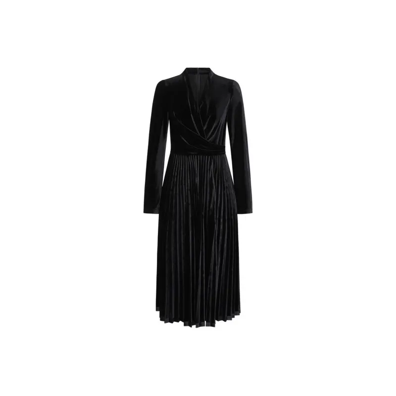 JZ. ANNAKRO Long Sleeved Dresses Women's Plain Black-0