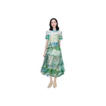 BBLLUUEE Short Sleeved Dress Women's Turquoise Green