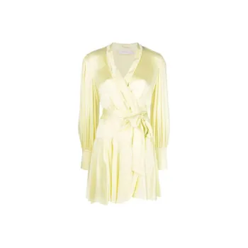 Zimmermann V-Neck Satin Wrap Dress