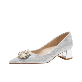 Lan Miao Chunky Heel High Heels Women's Silver