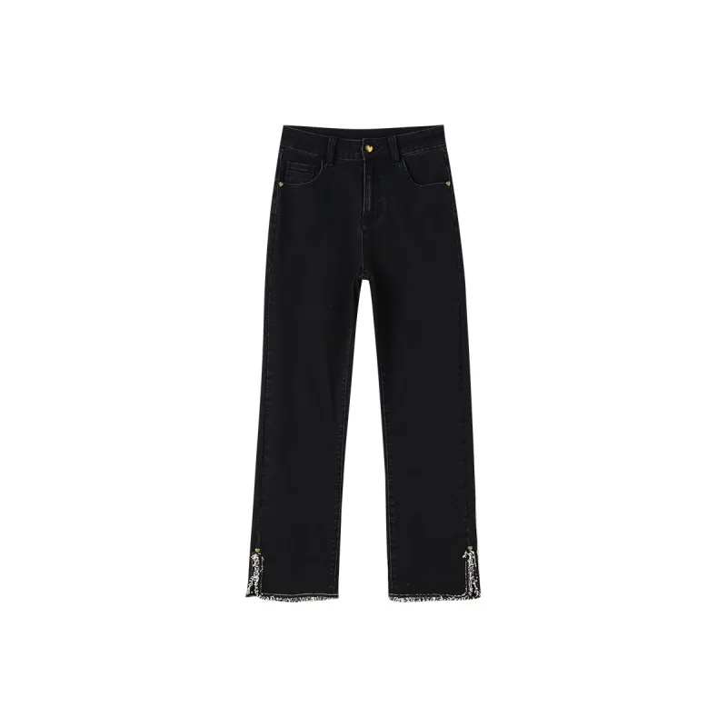 OUNIXUE Jeans Women's Black-0