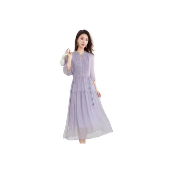 Yi Mengyuan Silk Long Sleeved Dress Women's