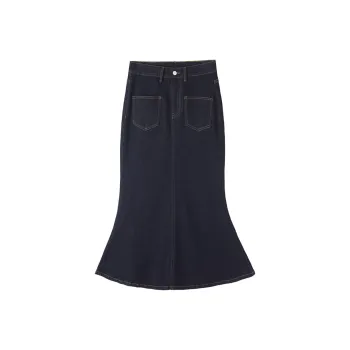 HIPPIEMISS Denim Long Skirts Women's Normal Washed Blue