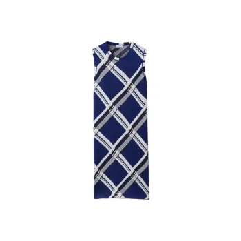Burberry Check Printed Ribbed Sleeveless Dress