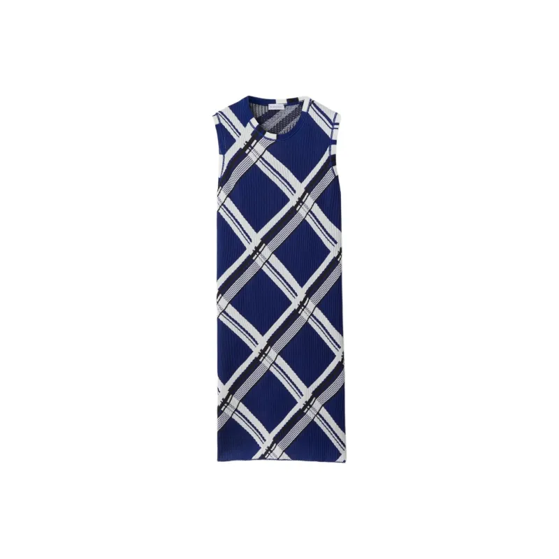 Burberry Check Printed Ribbed Sleeveless Dress-0