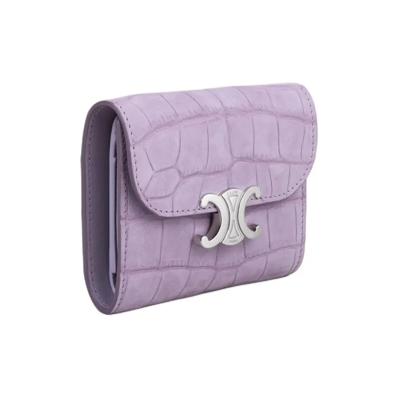CELINE Triomphe Suede Wallet Trumpets Women's Purple-1