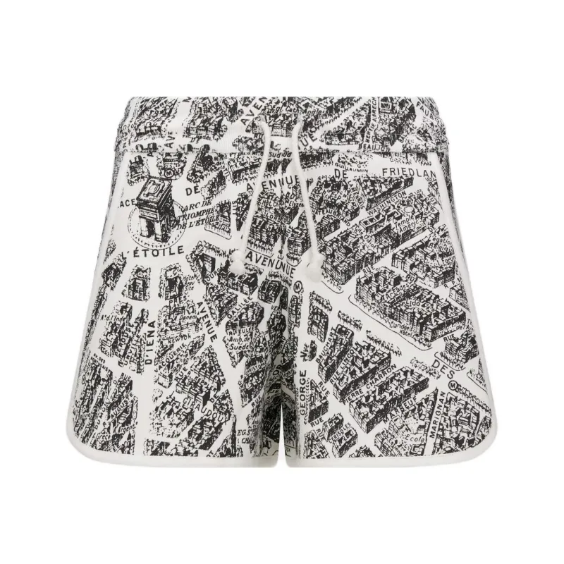 DIOR White And Black Organic Cotton Jersey With Plan Casual Shorts Women's White-0
