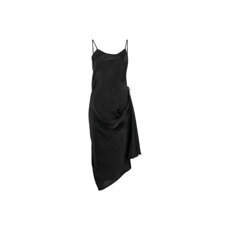 LOW CLASSIC Drawstring Slip Midi Dress-0