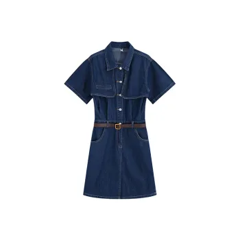 Garbege Short Sleeved Dresses Women's Dark Blue