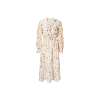 Hopeshow Long-Sleeved Dresses Women's Beige Base With Flowers