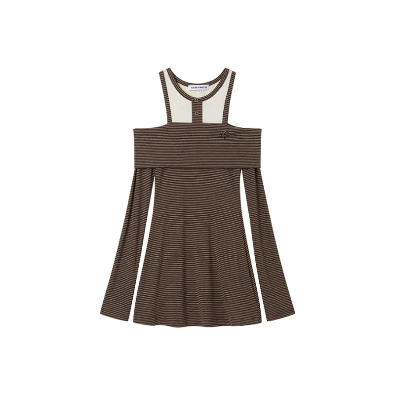 ANDREA MARTIN Long Sleeved Dress Women's Brown-0