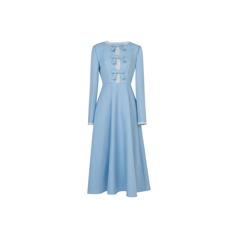 Duffy Fashion Long Sleeved Dresses Women's Blue-0