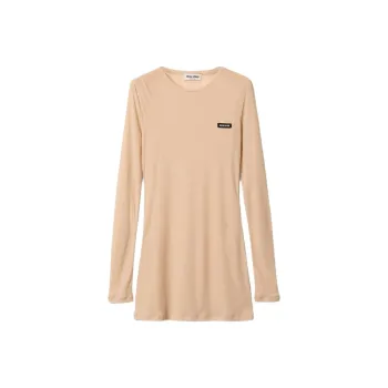 MIU MIU Long-Sleeved Dresses Women's Light Beige