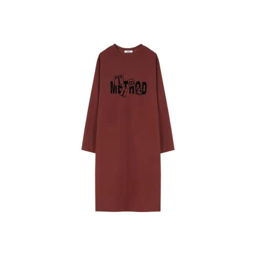 【dme】 Long Sleeved Dresses Women's Dark Red