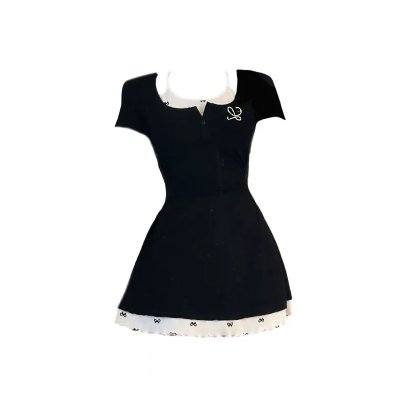 BEAUTIFUL CONFESSION Short Sleeved Dress Women's Black-0