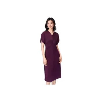 BBLLUUEE Short Sleeved Dress Women's Rose Purple