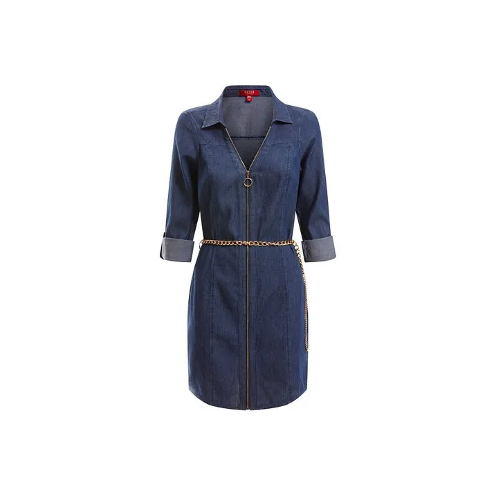 GUESS Long-Sleeved Dresses Women's Denim Blue-0