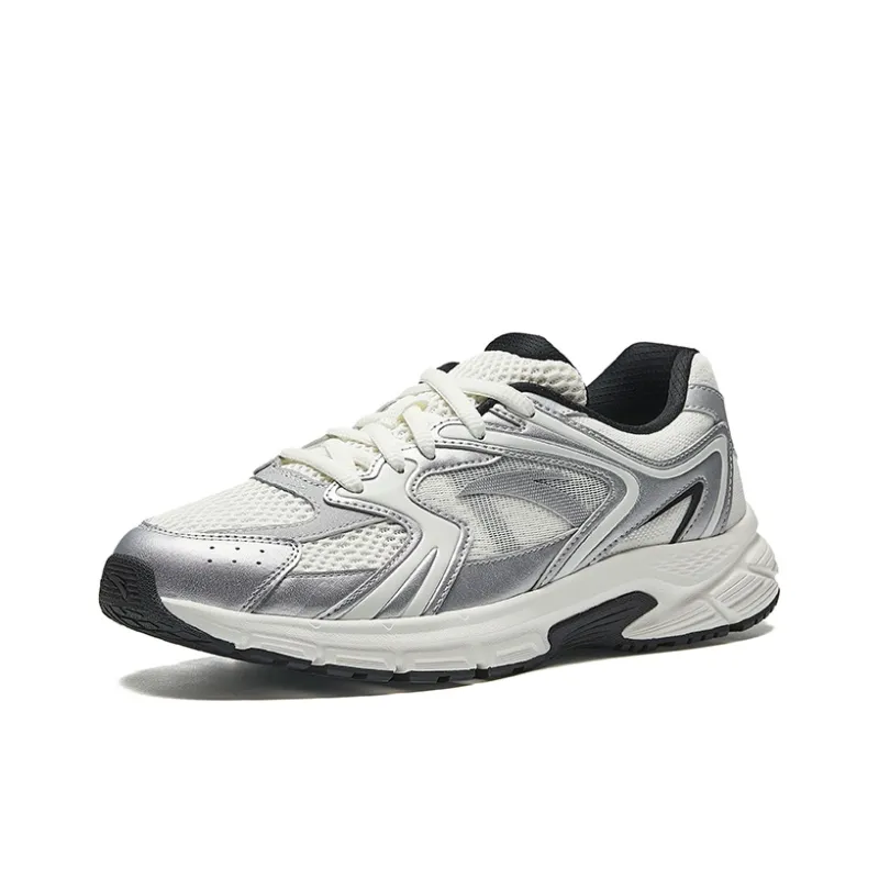 Anta Breathable Lightweight Height Increasing Low Top Casual City Commute Running Shoes Men's White Silver-1
