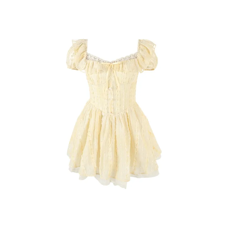 ACAINES Short-Sleeved Dresses Women's Lemon-0