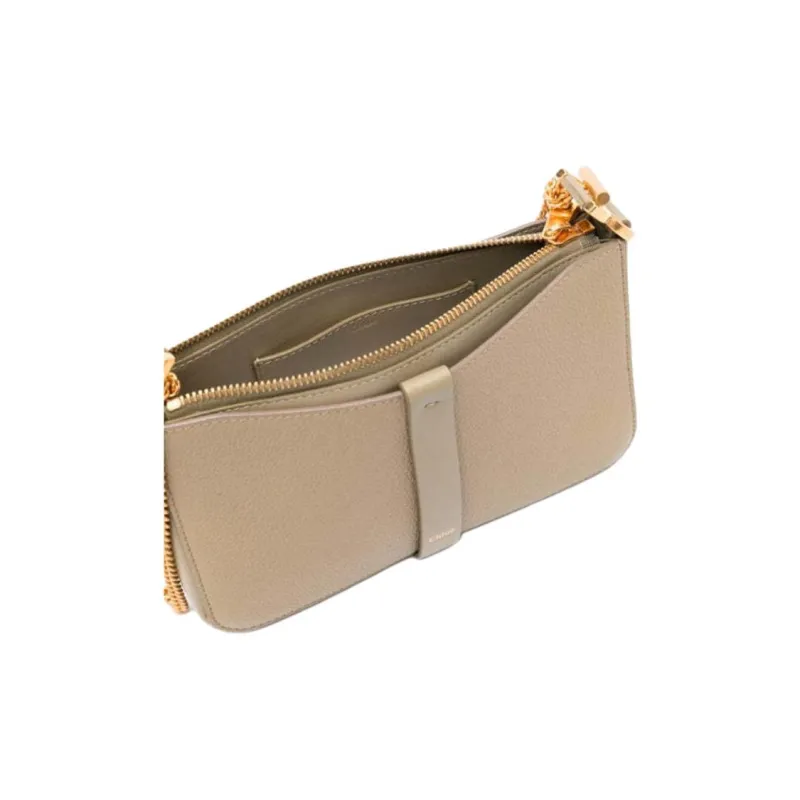Chloe Marcie Leather Shoulder Bag Mini Women's Dark Green-3