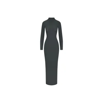 SKIMS SOFT LOUNGE TURTLENECK LONG DRESS Long-Sleeved Dresses Women's DEEP SEA/Deep Sea Color