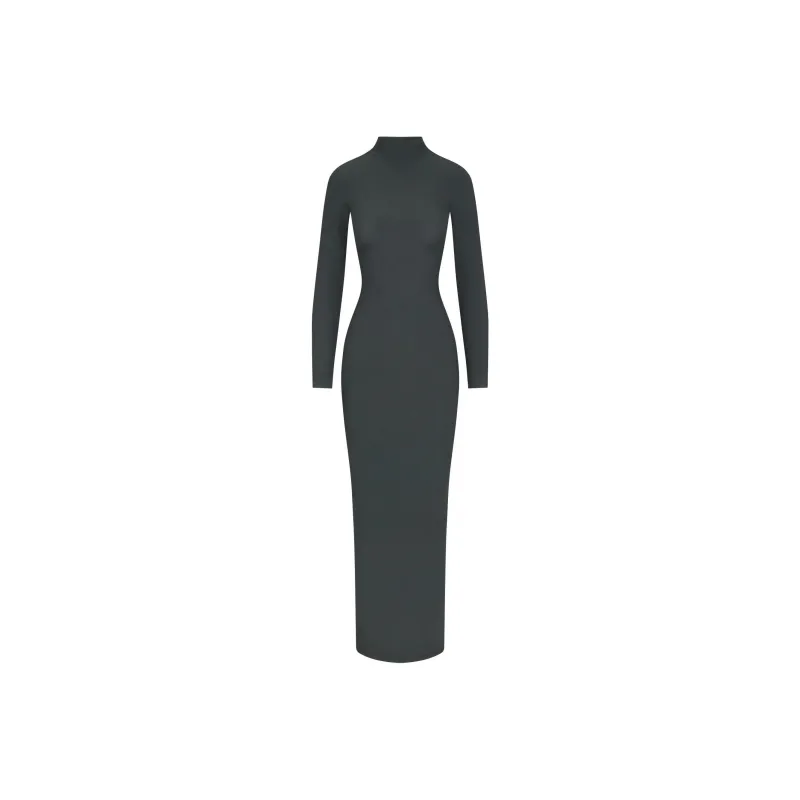 SKIMS SOFT LOUNGE TURTLENECK LONG DRESS Long-Sleeved Dresses Women's DEEP SEA/Deep Sea Color-0