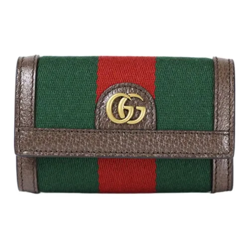 GUCCI Leather Key Pouch Men's Green & Red