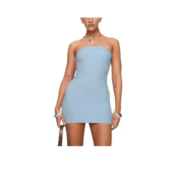 PRINCESS POLLY CLOUD STRAPLESS BOUCLE MAXI DRESS Sleeveless Dress Women's LIGHT BLUE/Light Blue