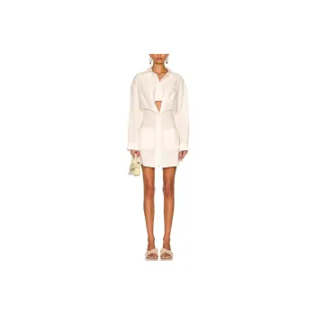 Jacquemus Long-Sleeved Dresses Women's Gray White