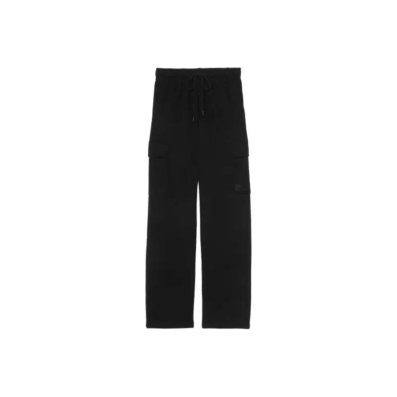 Victoria's Secret PINK Ivy Fleece Straight-Leg Cargo Sweatpants/Pure Black Cargo Pants Women's Pure Black-0