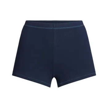 SKIMS SS25 COTTON RIB LOOSE SHORT Casual Shorts Women's NAVY/Marine Blue