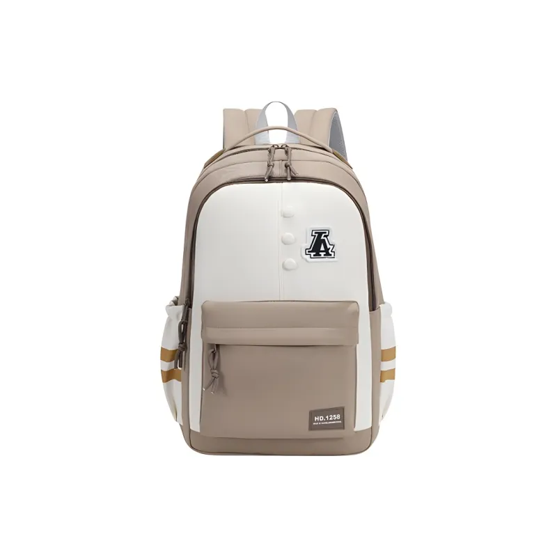 Yalu Nylon Fabric Backpack Regular Unisex Gray/Black/Orange Red/Purple/Khaki/Coffee-12