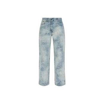 PALM ANGELS Palm Printed Straight Leg Jeans