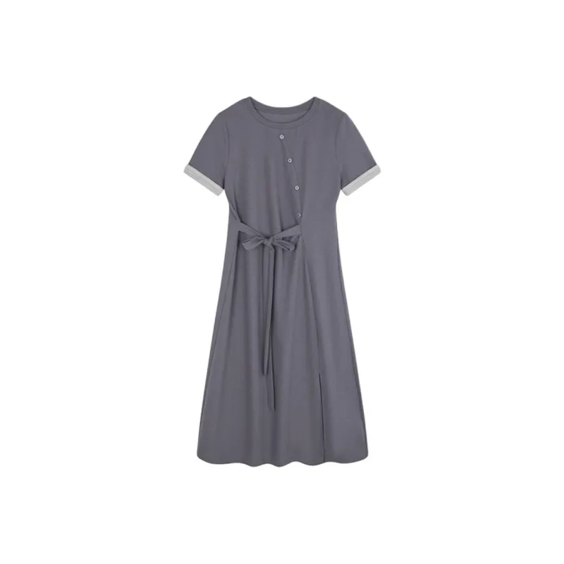 Mo Han Yi Mei Short Sleeved Dress Women's Gull Gray-0