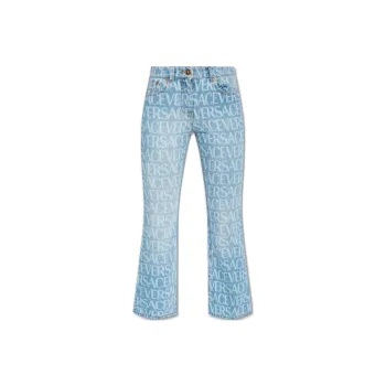 VERSACE Mid-rise Logo-print Bootcut Jeans