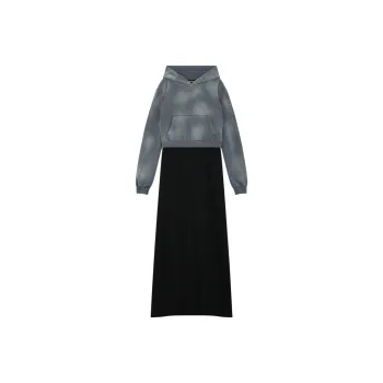WE11DONE Long Sleeved Dress Women's Charcoal Gray