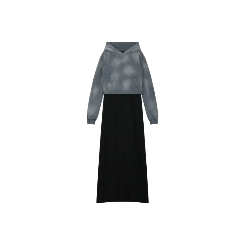 WE11DONE Long Sleeved Dress Women's Charcoal Gray-0