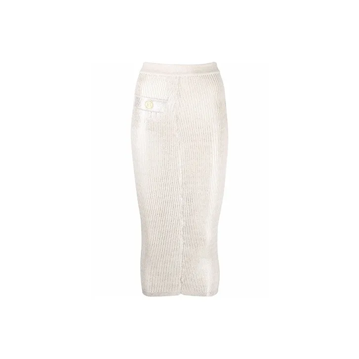 BALMAIN Casual Long Skirts Women's Silver-0
