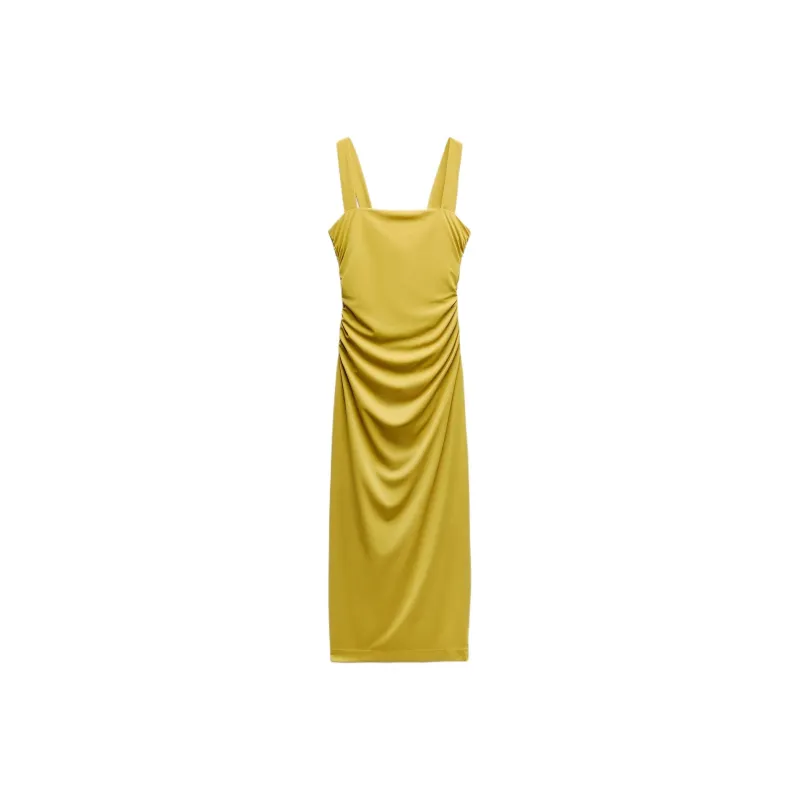 ZARA Sleeveless Dress Women's Mustard-0