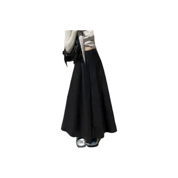 ZXZA Leather Long Skirts Women's Black